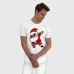 Пижама хлопковая мужская Santa dabbing dance, цвет: белый — фото 2