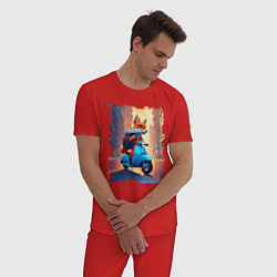 Пижама хлопковая мужская Деловой лис, цвет: красный — фото 2