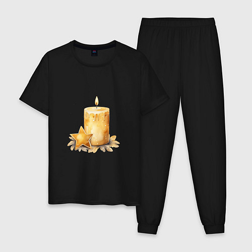 Мужская пижама Праздничная свеча / Черный – фото 1