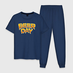 Пижама хлопковая мужская День пива, цвет: тёмно-синий