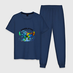 Пижама хлопковая мужская Культурист, цвет: тёмно-синий