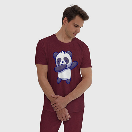 Мужская пижама Dabbing panda / Меланж-бордовый – фото 3