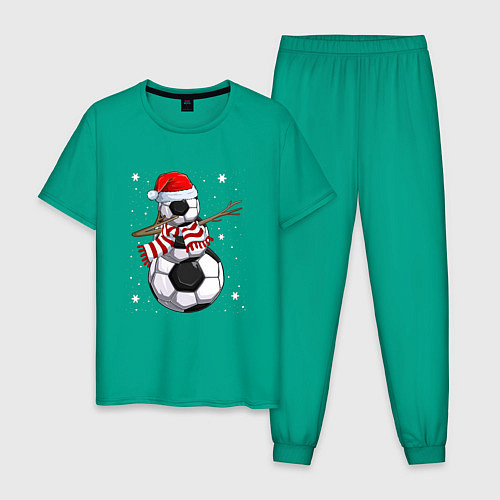 Мужская пижама Soccer snowman / Зеленый – фото 1