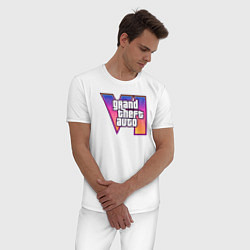 Пижама хлопковая мужская GTA 6 logo, цвет: белый — фото 2