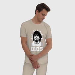 Пижама хлопковая мужская Dios Diego Maradona, цвет: миндальный — фото 2