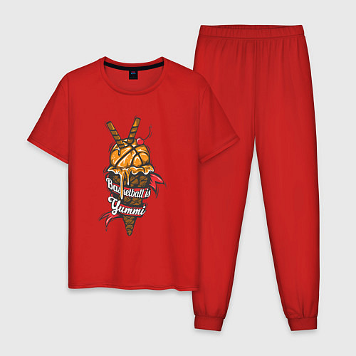 Мужская пижама Баскетбол это вкусное мороженное / Красный – фото 1