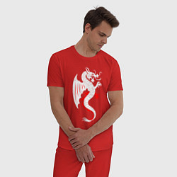 Пижама хлопковая мужская Японский дракон art, цвет: красный — фото 2