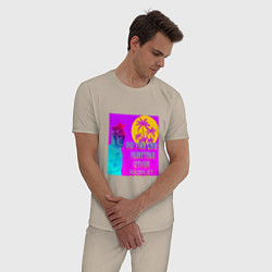 Пижама хлопковая мужская HotLine San Andreas, цвет: миндальный — фото 2