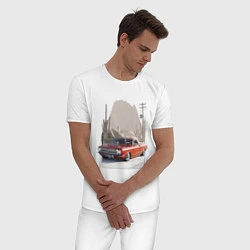 Пижама хлопковая мужская Custom pickup, цвет: белый — фото 2