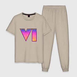Пижама хлопковая мужская GTA VI, цвет: миндальный