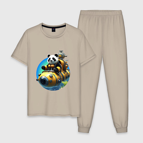 Мужская пижама Панда-подводник / Миндальный – фото 1