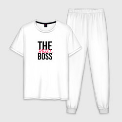 Пижама хлопковая мужская The real boss, цвет: белый