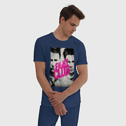 Пижама хлопковая мужская Fight club - pink title, цвет: тёмно-синий — фото 2