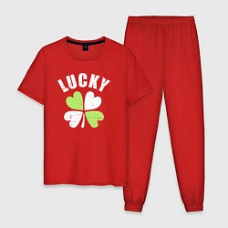 Пижама хлопковая мужская Lucky day, цвет: красный