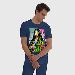 Пижама хлопковая мужская Mona Lisa - mosaic pop art, цвет: тёмно-синий — фото 2