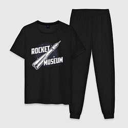 Пижама хлопковая мужская Музей ракет, цвет: черный