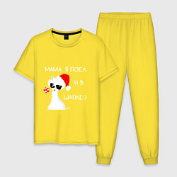 Мужская пижама Мем лама: мама я поел и в шапке