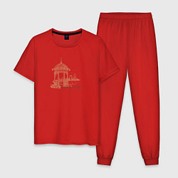 Пижама хлопковая мужская Екатеринбург символ города, цвет: красный