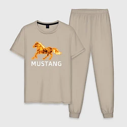 Пижама хлопковая мужская Mustang firely art, цвет: миндальный