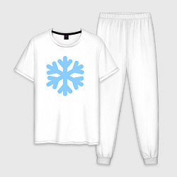 Пижама хлопковая мужская Голубая снежинка, цвет: белый