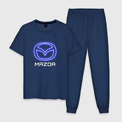 Пижама хлопковая мужская Mazda neon, цвет: тёмно-синий