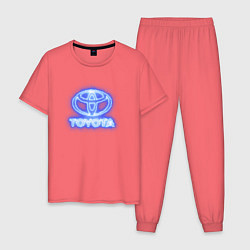 Пижама хлопковая мужская Toyota neon, цвет: коралловый