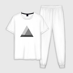 Пижама хлопковая мужская Минималистичные треугольники, цвет: белый