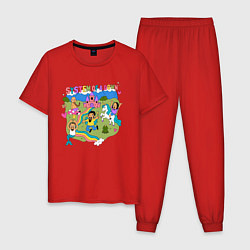 Пижама хлопковая мужская System of a Down мульт, цвет: красный