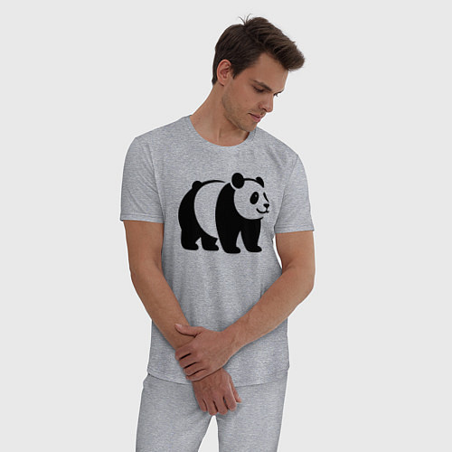 Мужская пижама Стоящая на четырёх лапах чёрная панда / Меланж – фото 3
