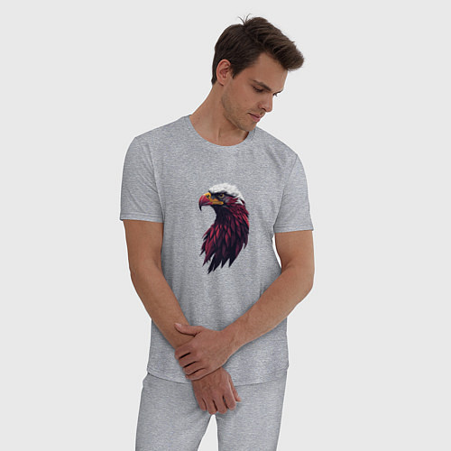Мужская пижама Арт портрет орла / Меланж – фото 3