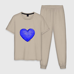 Мужская пижама Синее сердце нарисованное карандашами