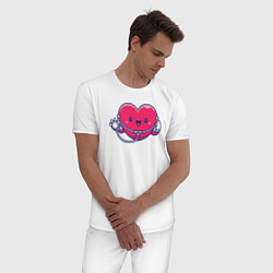 Пижама хлопковая мужская Сердечко медика, цвет: белый — фото 2