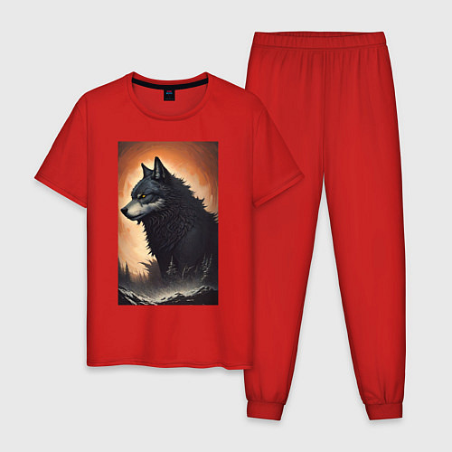 Мужская пижама Большой и страшный серый волк / Красный – фото 1