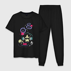 Пижама хлопковая мужская Dj monkey, цвет: черный