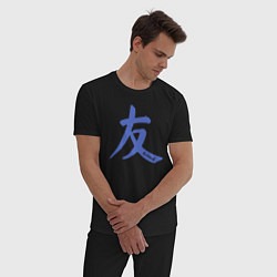Пижама хлопковая мужская Друг иероглиф, цвет: черный — фото 2