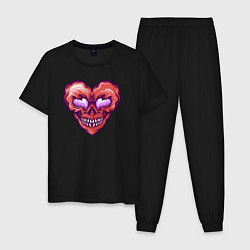 Пижама хлопковая мужская Сердце демона, цвет: черный