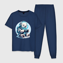 Пижама хлопковая мужская Белый медвежонок - кибер спорт, цвет: тёмно-синий