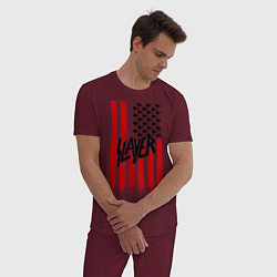 Пижама хлопковая мужская Slayer Flag, цвет: меланж-бордовый — фото 2