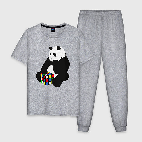 Мужская пижама Панда с кубиком / Меланж – фото 1