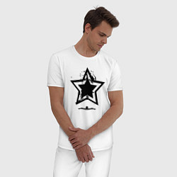 Пижама хлопковая мужская Звезда простая, цвет: белый — фото 2