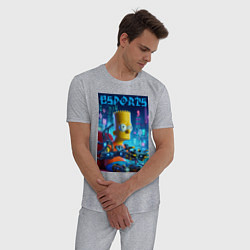 Пижама хлопковая мужская Cyber Bart Simpson - esport, цвет: меланж — фото 2
