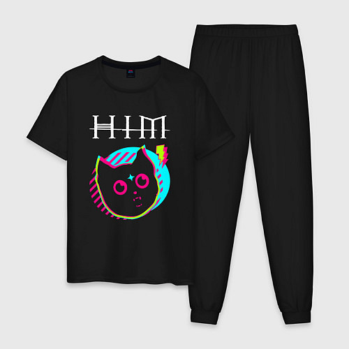 Мужская пижама HIM rock star cat / Черный – фото 1