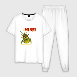 Пижама хлопковая мужская Lethal Company: Mine!, цвет: белый