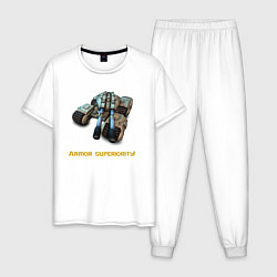 Пижама хлопковая мужская Танк Мамонт ГСБ, цвет: белый