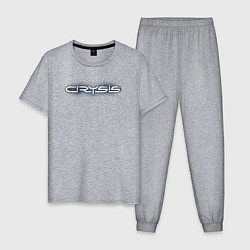 Пижама хлопковая мужская Crysis логотип, цвет: меланж