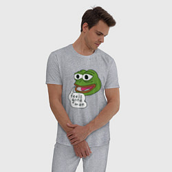 Пижама хлопковая мужская Pepe feels good man, цвет: меланж — фото 2