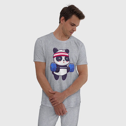 Мужская пижама Панда в качалке / Меланж – фото 3