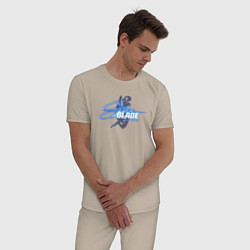 Пижама хлопковая мужская Stellar blade logo, цвет: миндальный — фото 2