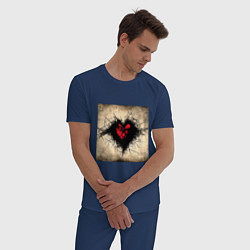Пижама хлопковая мужская Темное сердце, цвет: тёмно-синий — фото 2