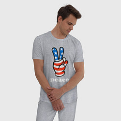 Пижама хлопковая мужская USA peace, цвет: меланж — фото 2
